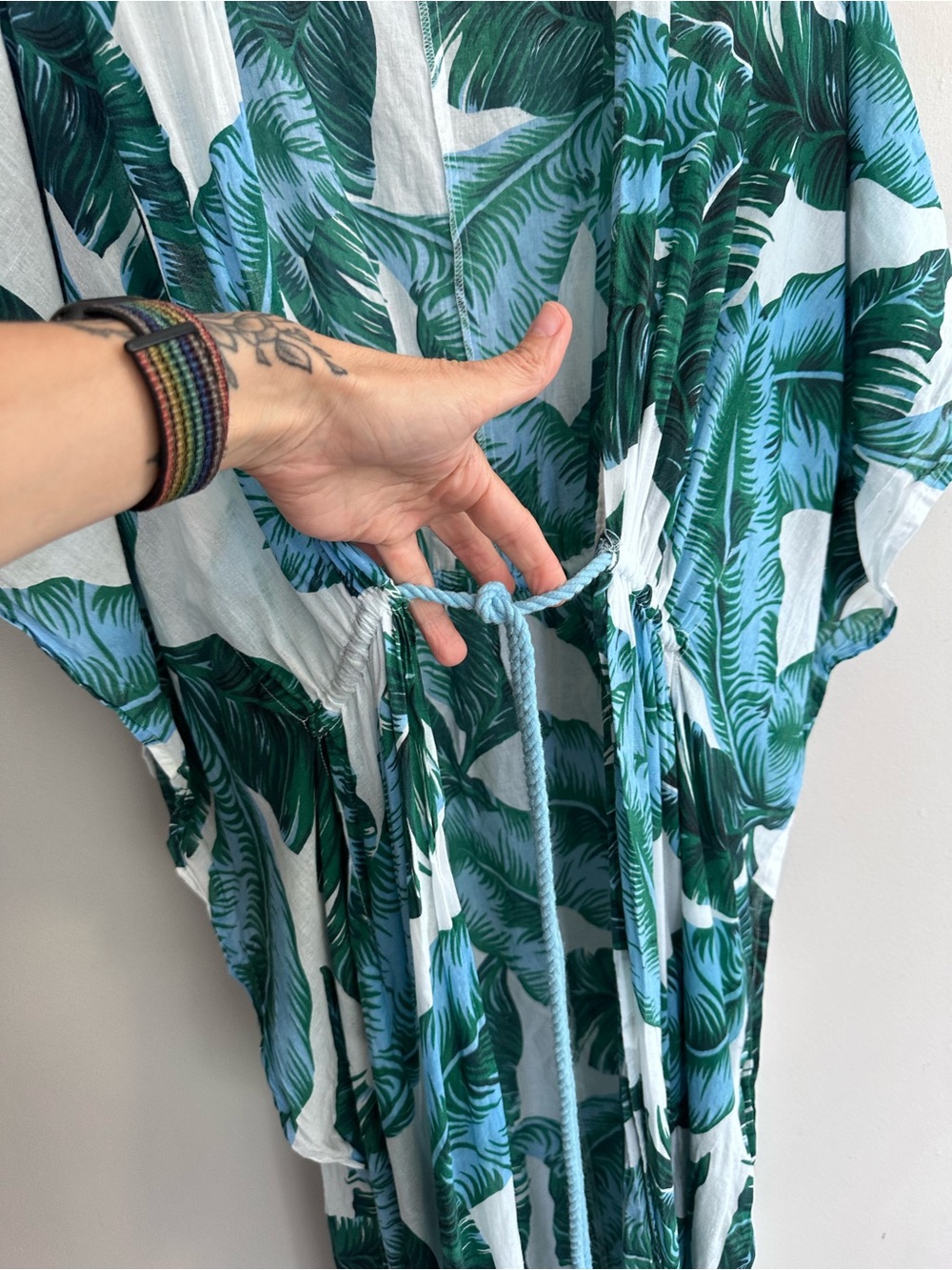 True Destinations Large Swim Cover Up Dress Open Front W/ Tie Tassels Side Slits - Picture 7 of 7